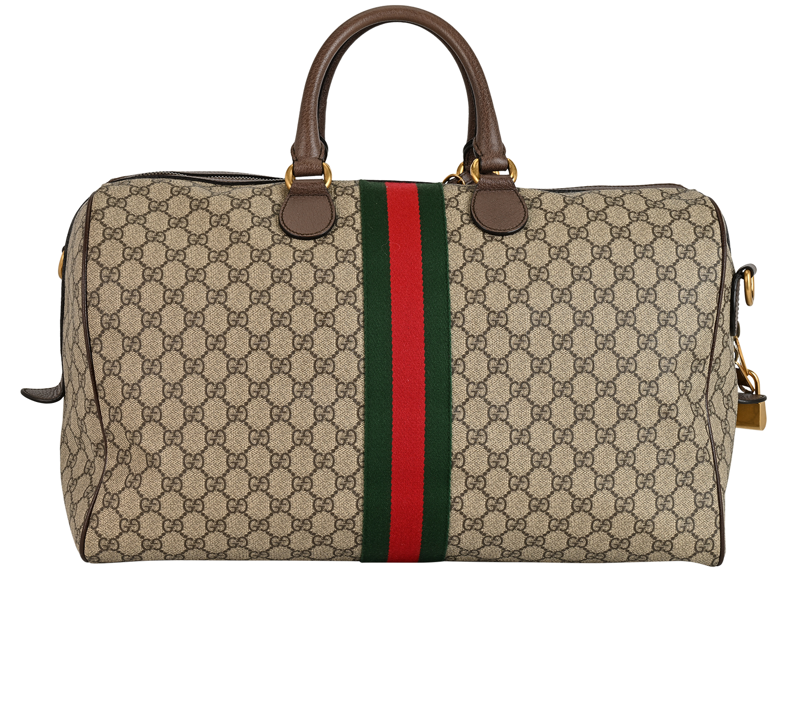 Medium Savoy Duffle Bag, &pound;595, Handbags, Beige/Brown, Canvas, Back view